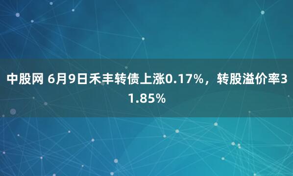 中股网 6月9日禾丰转债上涨0.17%，转股溢价率31.85%