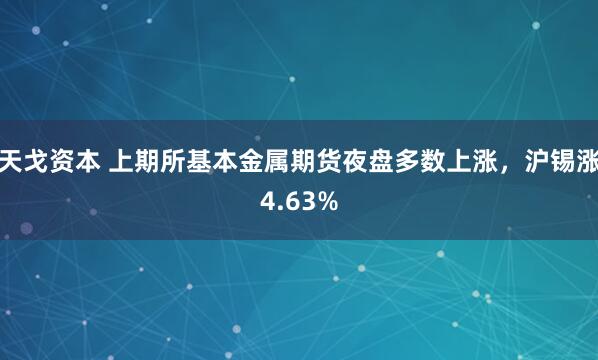 天戈资本 上期所基本金属期货夜盘多数上涨，沪锡涨4.63%